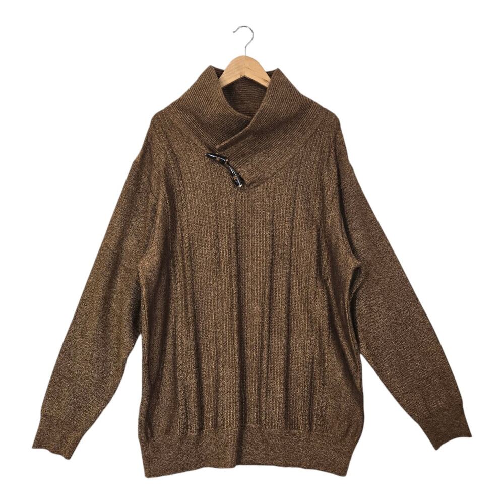 Michael 88 Irvin XXL Brown Shawl Collar Sweater Toggle Grandpa Core Cabin NWT